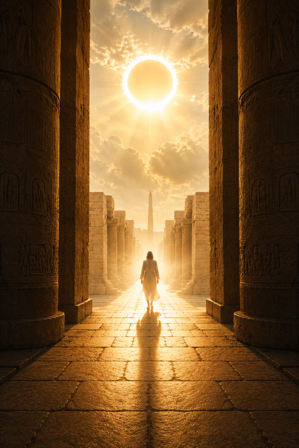 Luxor 2027 Total Solar Eclipse – Limited Edition Karnak Temple Wall Art, 40 × 60 cm