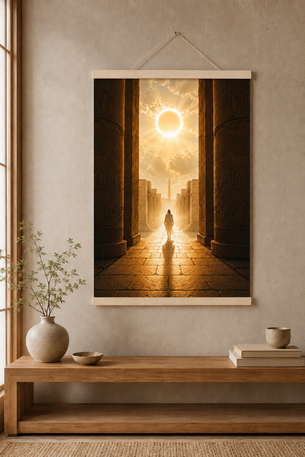 Luxor 2027 Total Solar Eclipse – Limited Edition Karnak Temple Wall Art, 40 × 60 cm