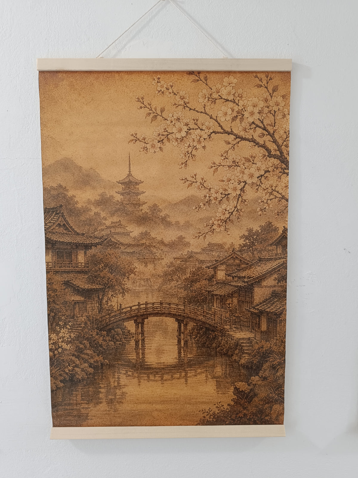 Blossoming Kyoto – Japanese Town and Cherry Blossom Wall Art | 40 × 60 cm